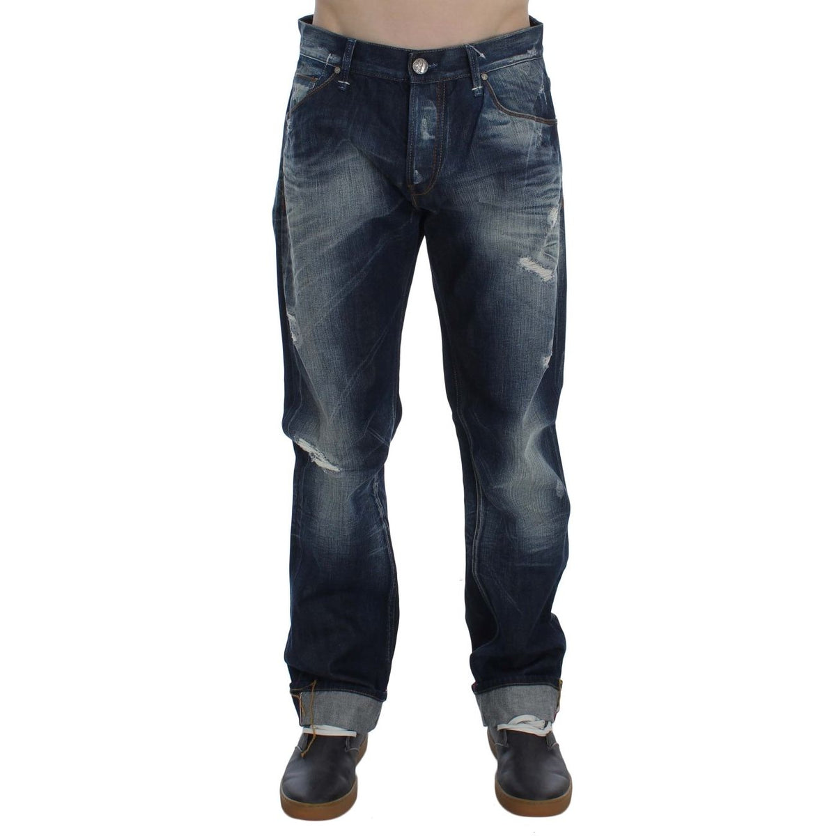 Acht Blue Wash Cotton Denim Regular Fit Jeans