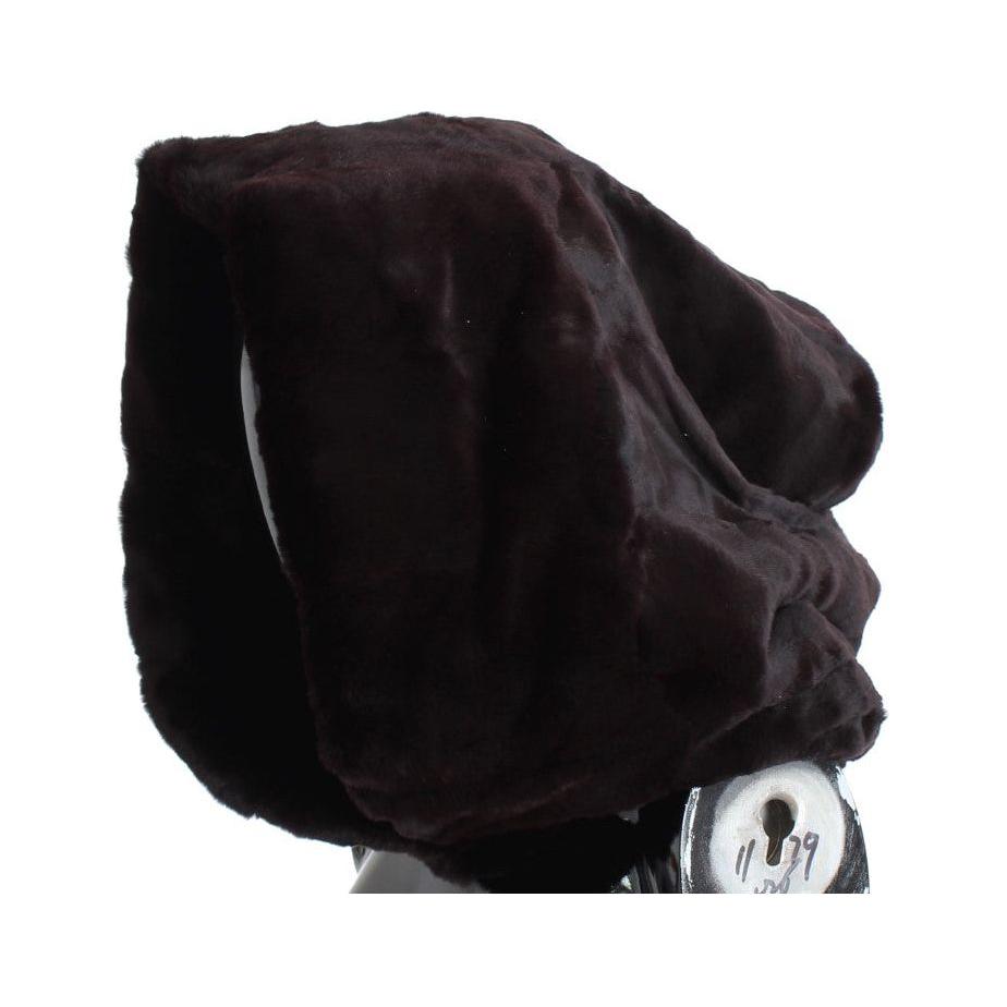 Dolce & Gabbana Purple Weasel Fur Crochet Hood Scarf Hat