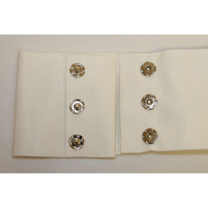 Dolce & Gabbana White Crystal Brass Wide Waist Runway Belt
