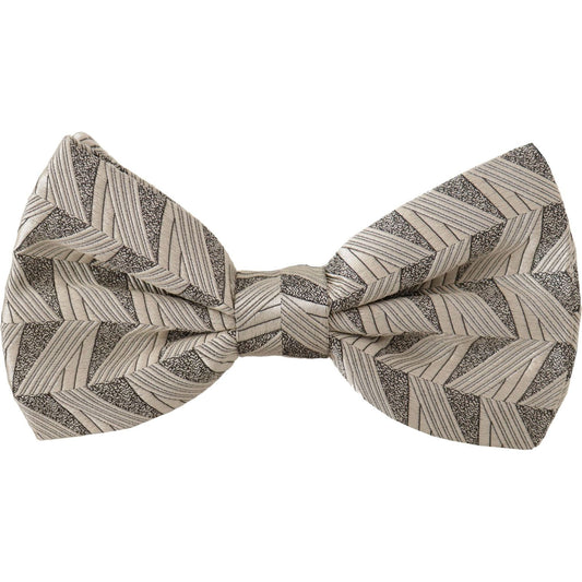 Dolce & Gabbana Gray 100% Silk Adjustable Neck Papillon Bow Tie