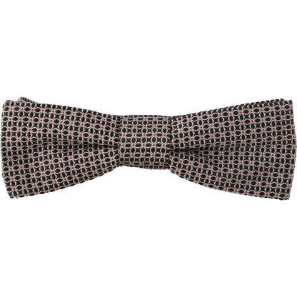Dolce & Gabbana Black White Flower Pattern Silk Neck Papillon Tie