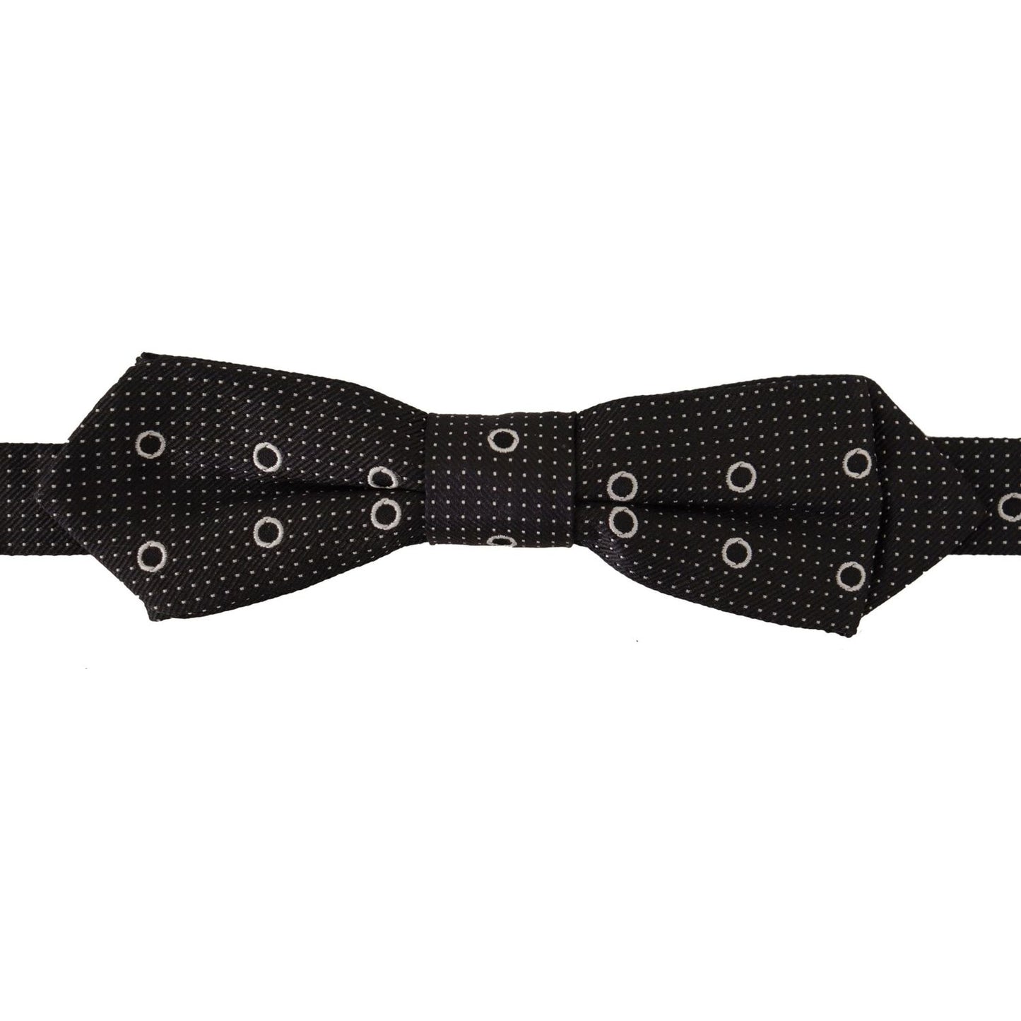 Dolce & Gabbana Dark Gray White Polka Dot 100% Silk Neck Papillon Tie