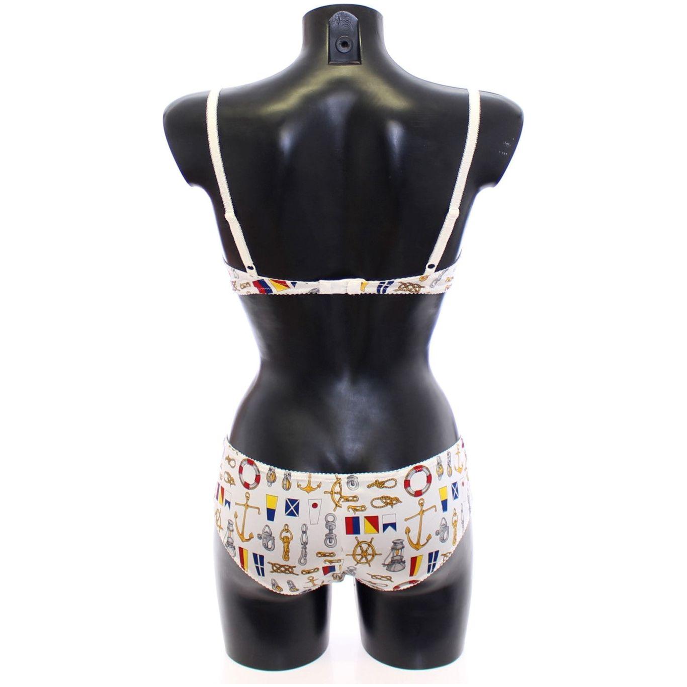 طقم ملابس داخلية أنيق بطبعة البحار باللون الأبيض من دولتشي آند غابانا