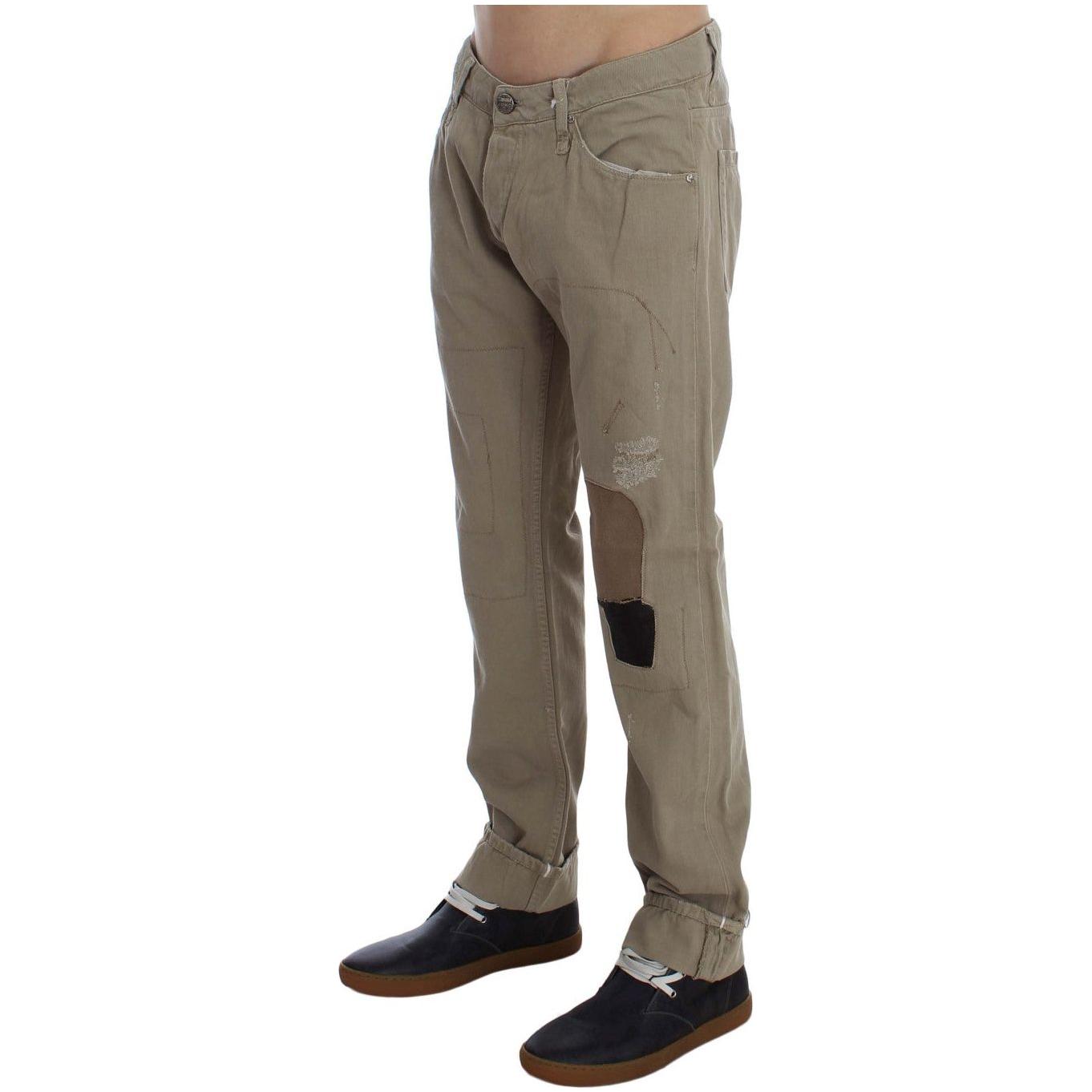 Acht Beige Cotton Patchwork Jeans