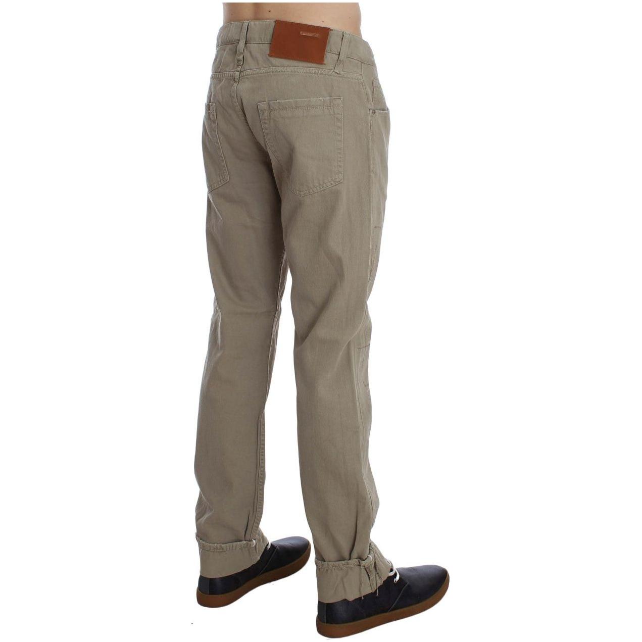 Acht Beige Cotton Patchwork Jeans
