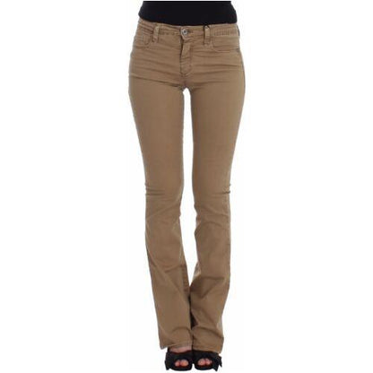 Costume National Beige Straight Leg Denim Pants Stretch Jeans