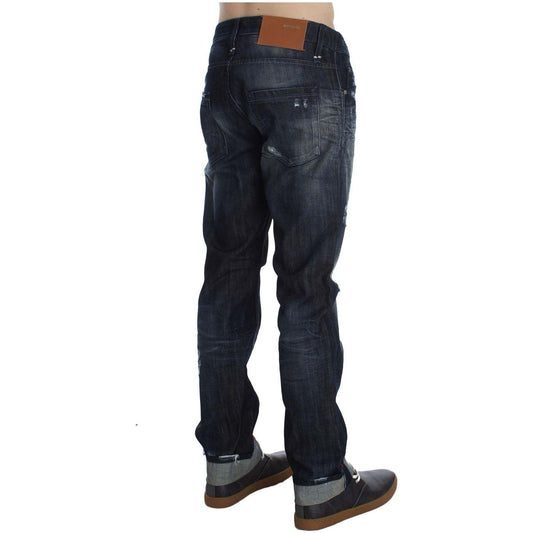 Acht Blue Cotton Regular Straight Fit Jeans Jeans & Pants
