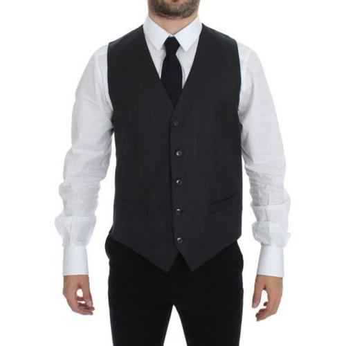 Dolce & Gabbana Gray Wool Formal Dress Vest Gilet Weste