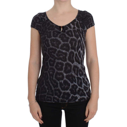 Cavalli Gray Leopard Modal T-Shirt Blouse Top 1728,67345645728,Cavalli,Clothing,Gray,IT46 | L,Material: 100% Modal,New with tags,T-Shirts - Clothing,T-Shirts - T-Shirts - Clothing,Tops & T-Shirts - Women - Clothing,Women,Women - Clothing