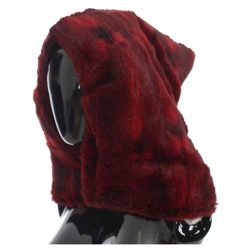 Dolce & Gabbana Bordeaux Hamster Fur Crochet Hood Scarf Hat