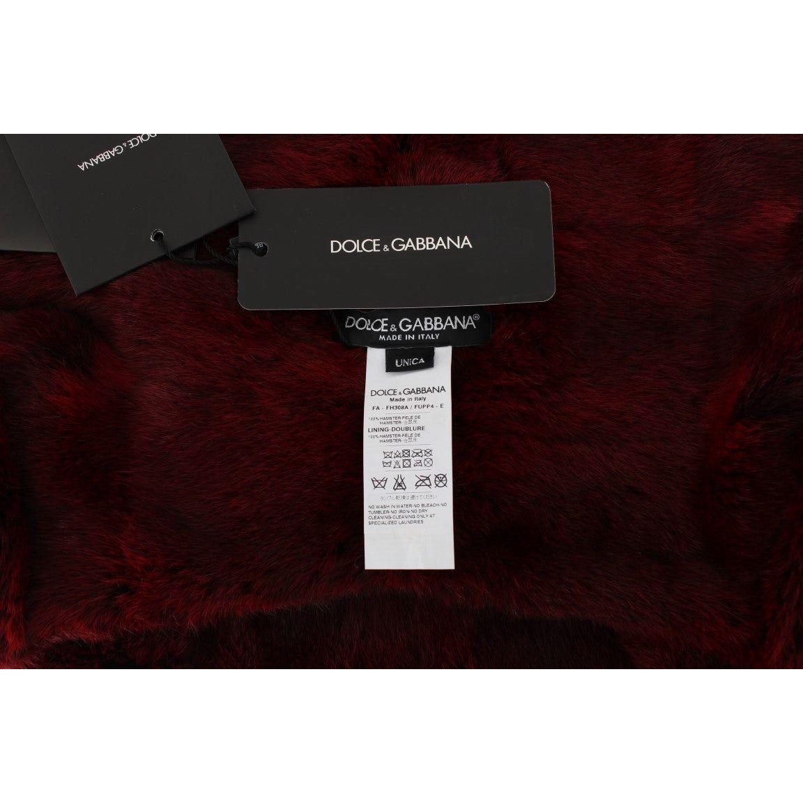 Dolce & Gabbana Luxurious Bordeaux Fur Hooded Scarf Wrap Hood Scarf Dolce & Gabbana