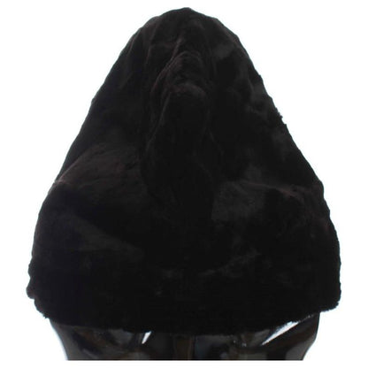 Dolce & Gabbana Black Weasel Fur Crochet Hood Scarf Hat