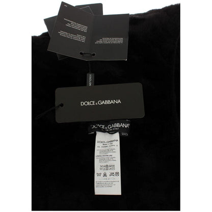 Dolce & Gabbana Black Weasel Fur Crochet Hood Scarf Hat