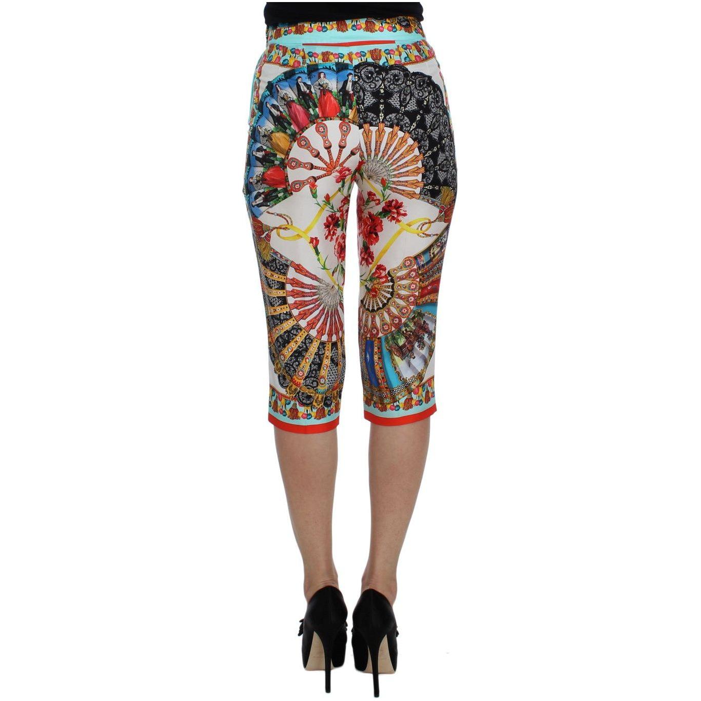 Dolce & Gabbana Multicolor Majolica Sicily Silk Pants