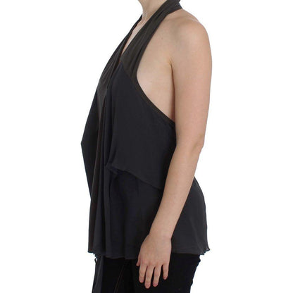 CORA GROPPO Gray Blue Stretch Blouse Top