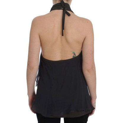 CORA GROPPO Gray Blue Stretch Blouse Top