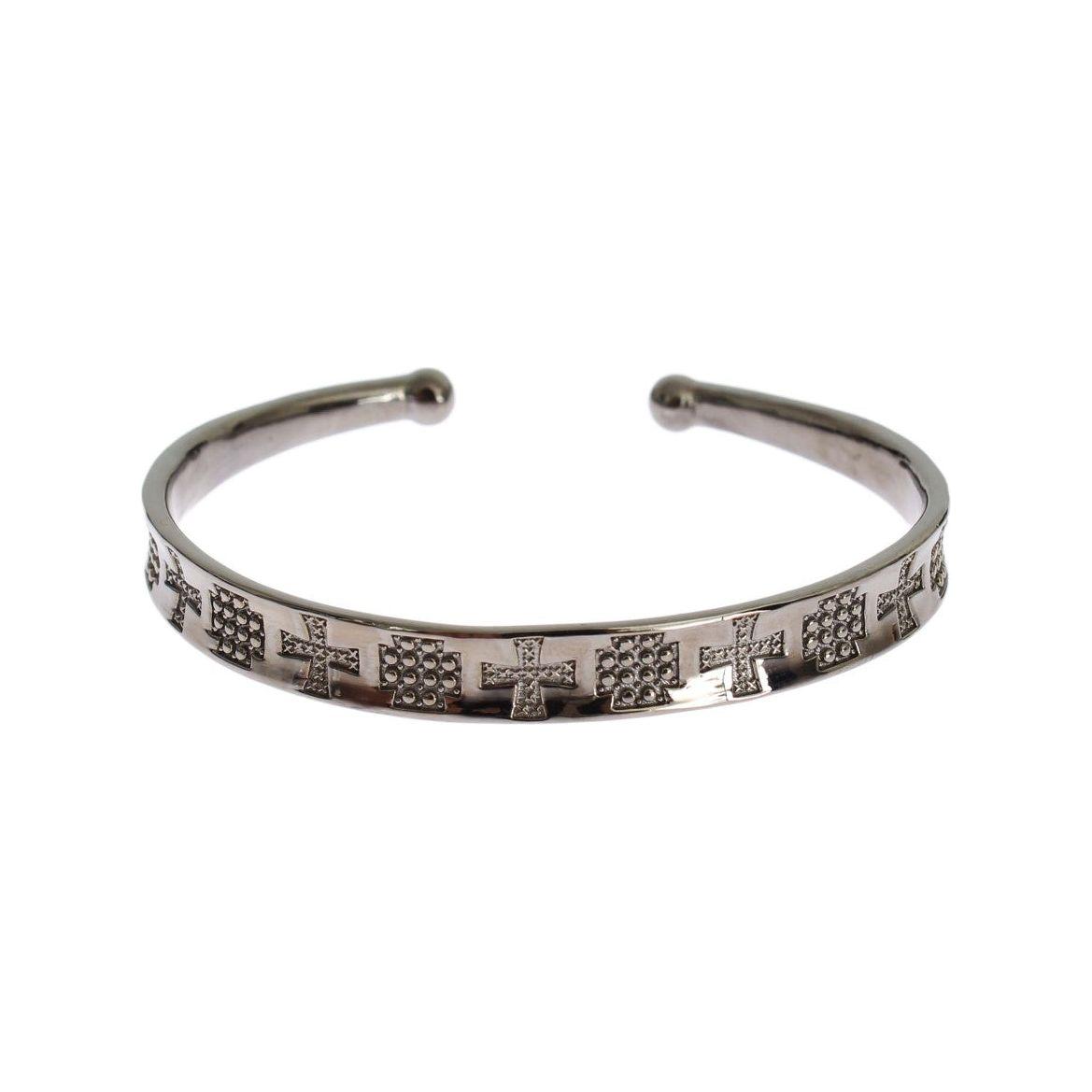 Nialaya Gray Rhodium 925 Silver Bangle Bracelet