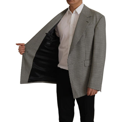 Dolce & Gabbana Gray Checkered Single Breasted Jacket Blazer