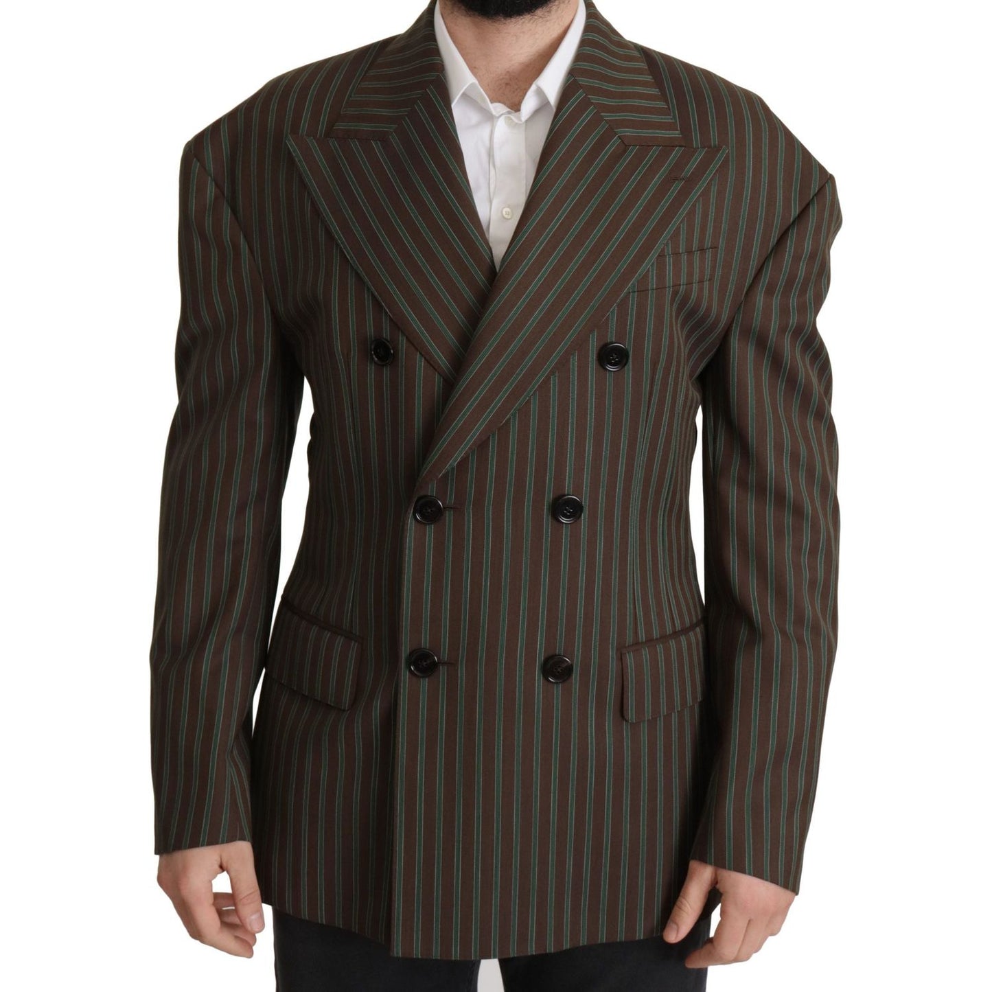 Dolce & Gabbana Multicolor Striped Double Breasted Blazer Dolce & Gabbana