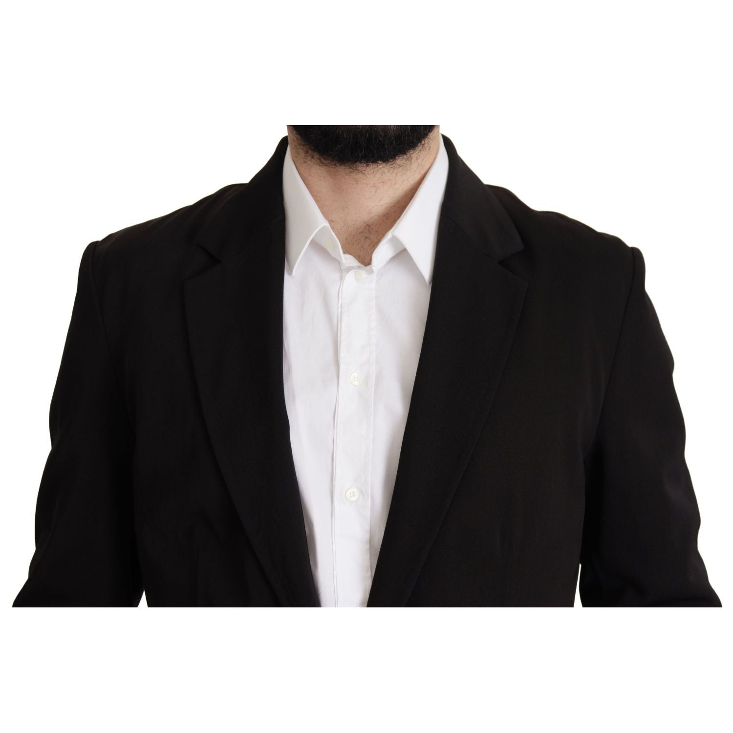 Dolce & Gabbana Black Wool Single Breasted Coat Blazer