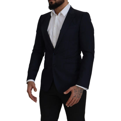 Dolce & Gabbana Blue Wool Single Breasted Coat Blazer