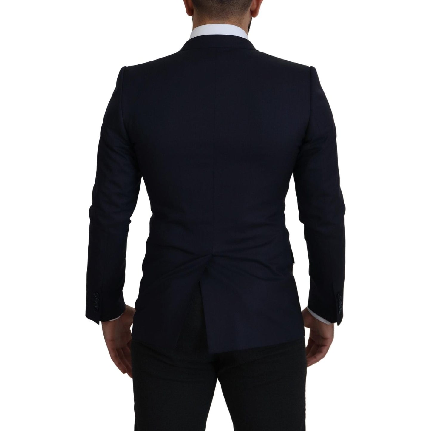 Dolce & Gabbana Blue Wool Single Breasted Coat Blazer
