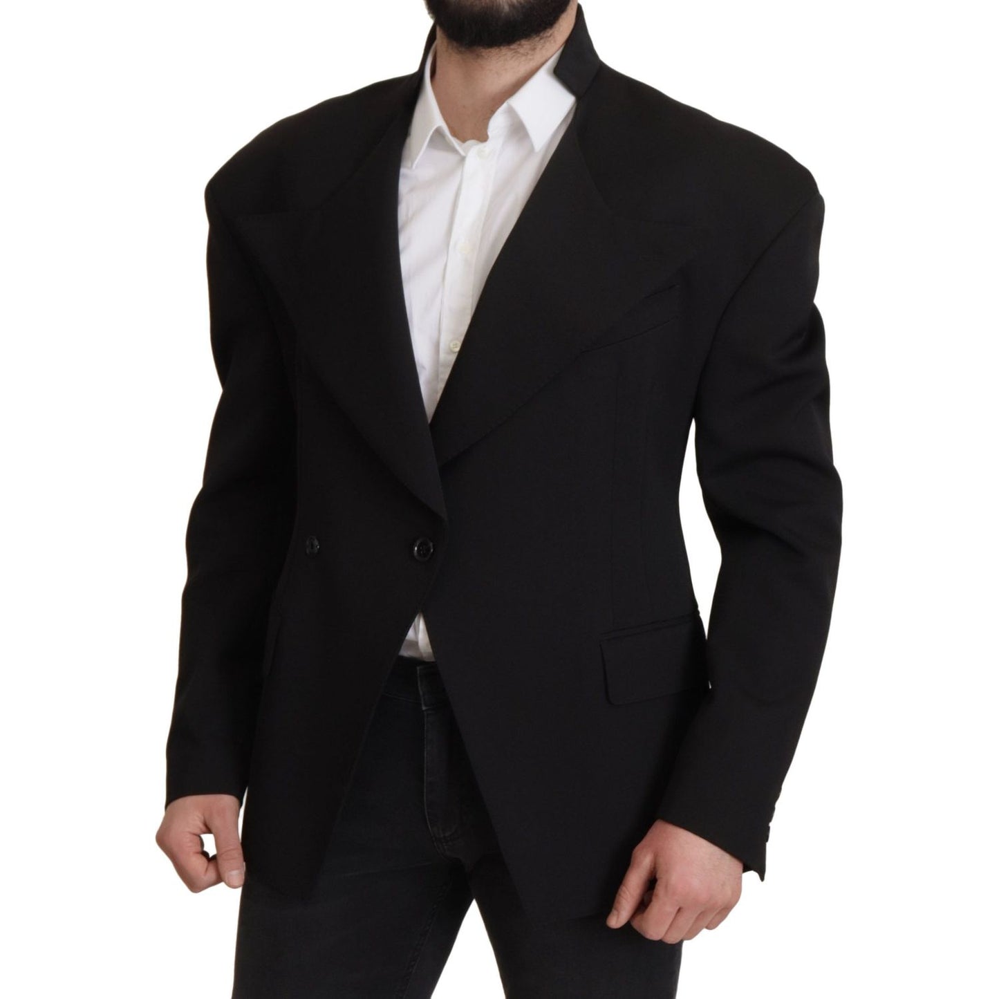 Dolce & Gabbana Black Wool Single Breasted Jacket Blazer