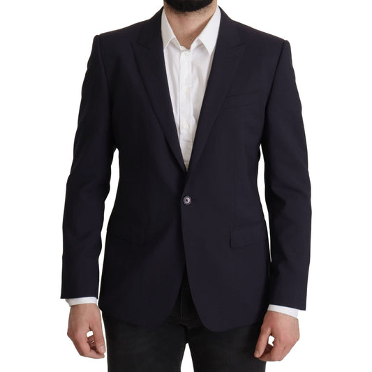 Dolce & Gabbana Elegant Navy Wool Blend Slim Blazer Dolce & Gabbana