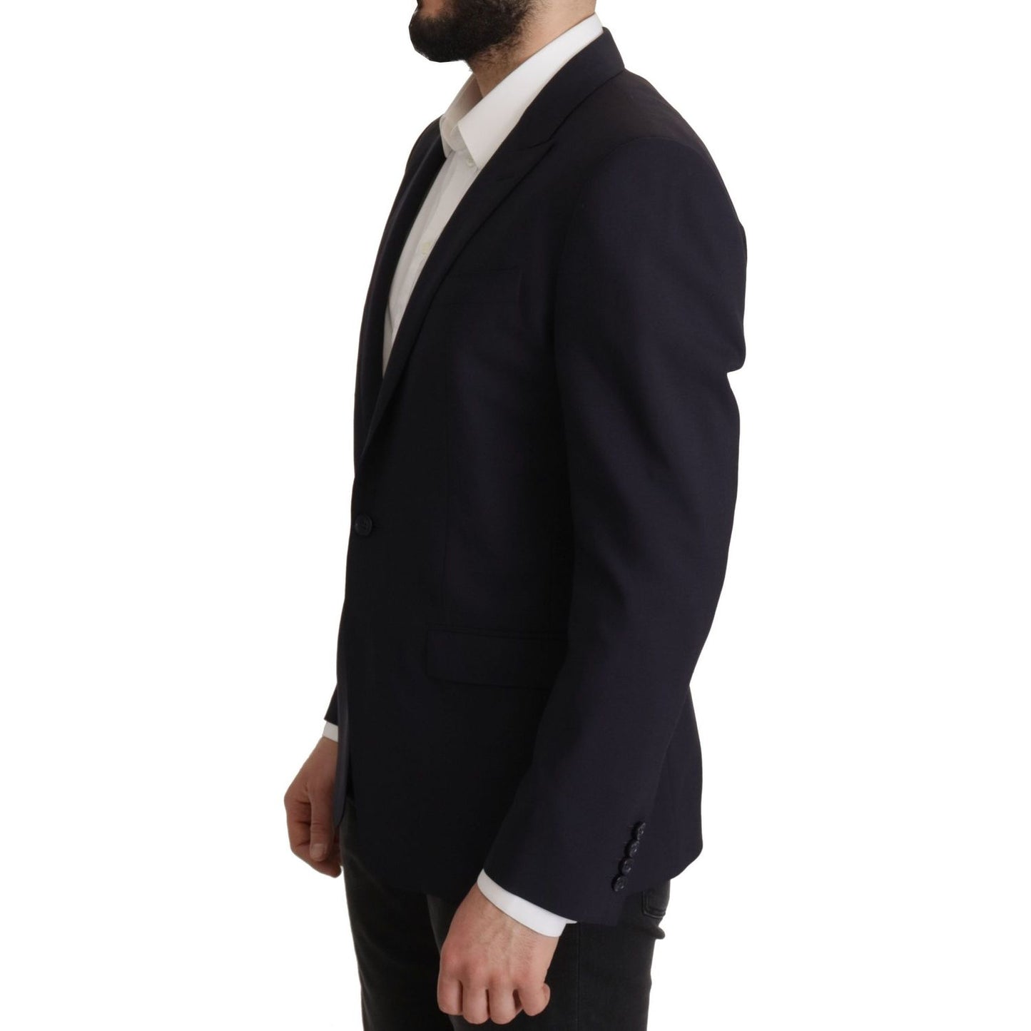 Dolce & Gabbana Elegant Navy Wool Blend Slim Blazer Dolce & Gabbana