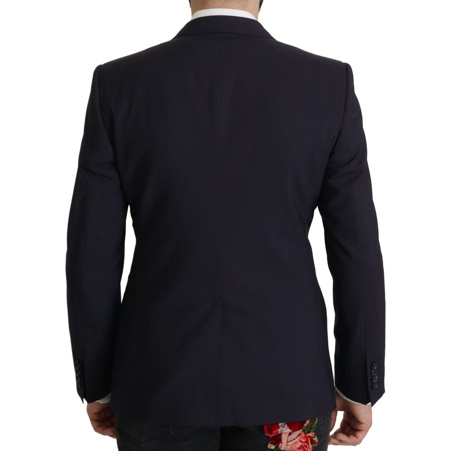 Dolce & Gabbana Elegant Navy Wool Blend Slim Blazer Dolce & Gabbana