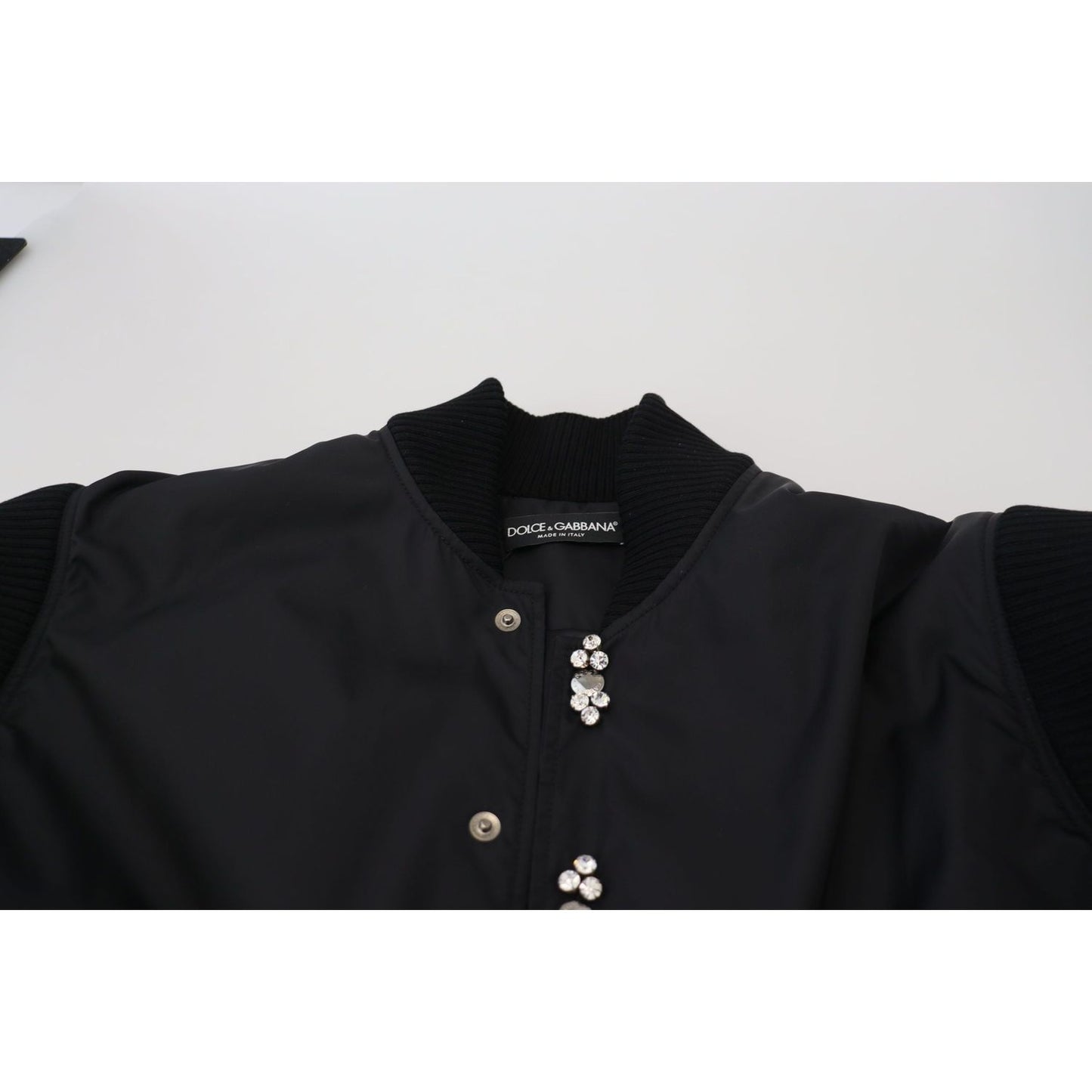 Dolce & Gabbana Elegant Black Crystal-Embellished Bomber Jacket Dolce & Gabbana