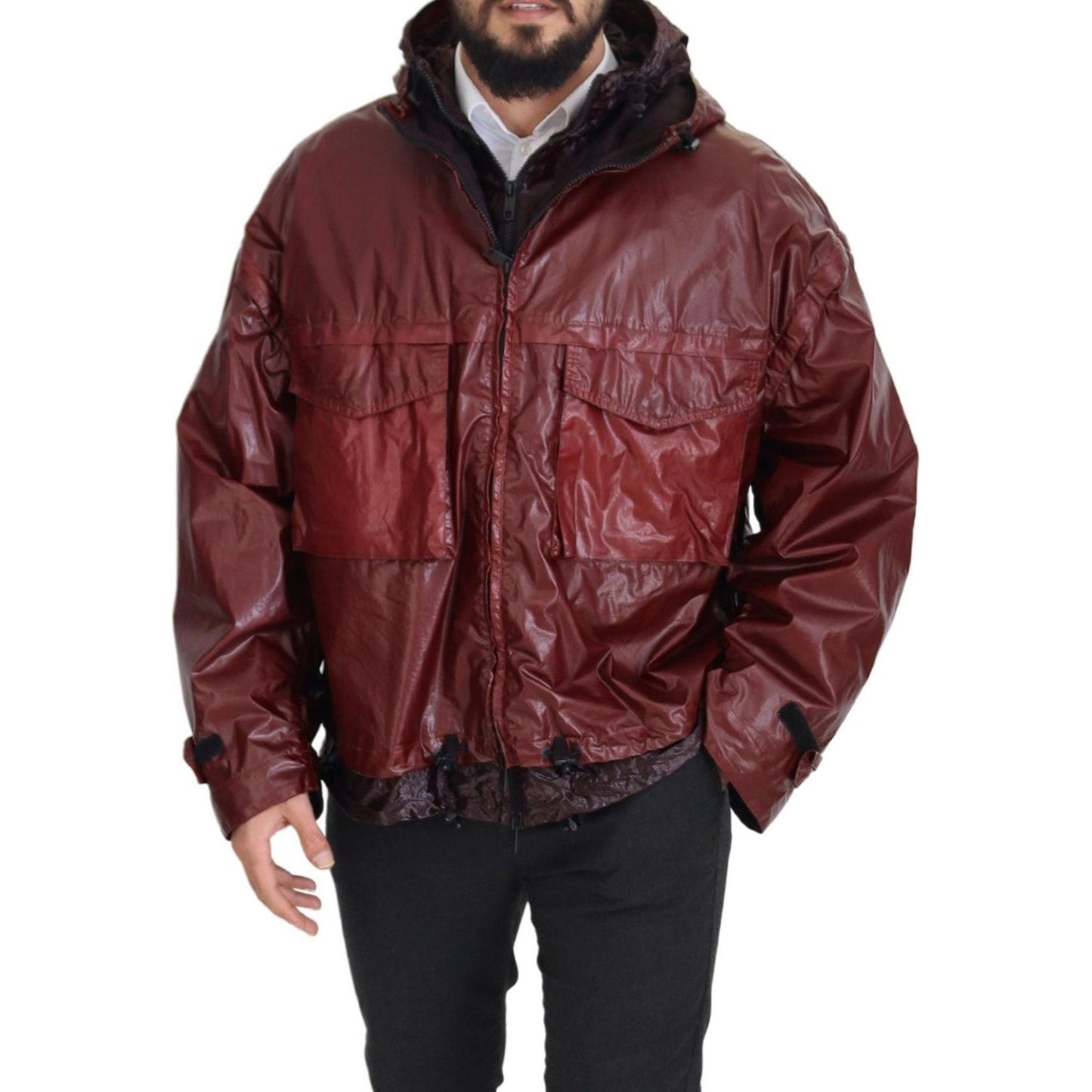 Dolce & Gabbana Elegant Bordeaux Full Zip Hooded Jacket Dolce & Gabbana