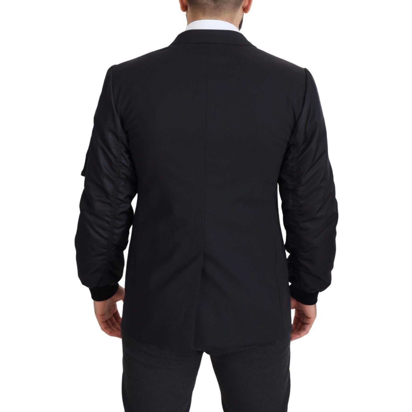 Dolce & Gabbana Black Wool Full Zip Long Sleeves Jacket