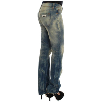 Cavalli Blue Wash Cotton Slim Fit Bootcut Jeans