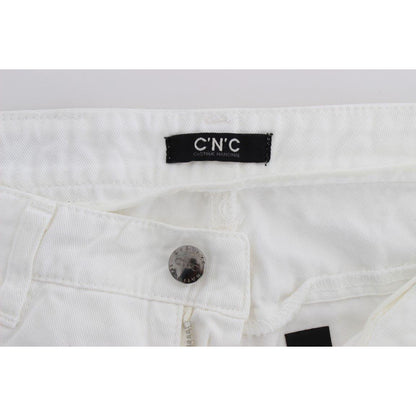 Costume National White Cotton Slim Fit Denim Bootcut Jeans