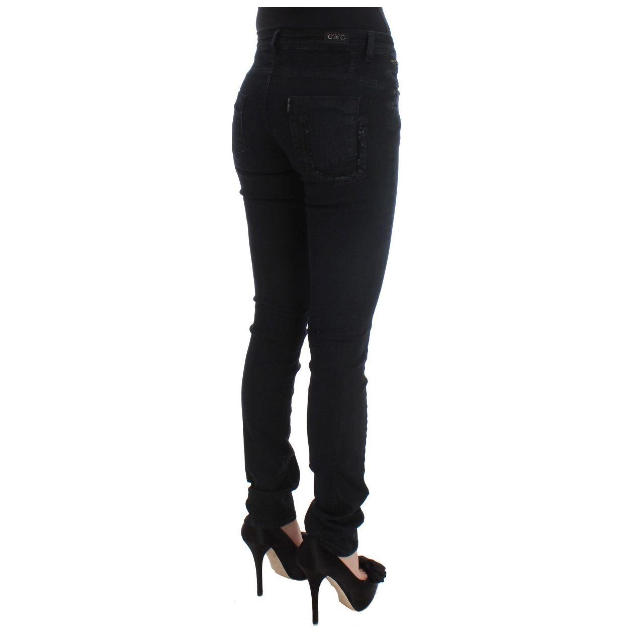 Costume National Sleek Slim Fit Designer Jeans in Classic Black Jeans & Pants Costume National