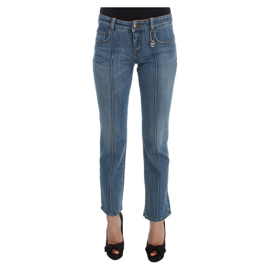 Costume National Blue Cotton Slim Fit Cropped Jeans