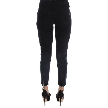 Costume National Black Cotton Slim Fit Cropped Jeans