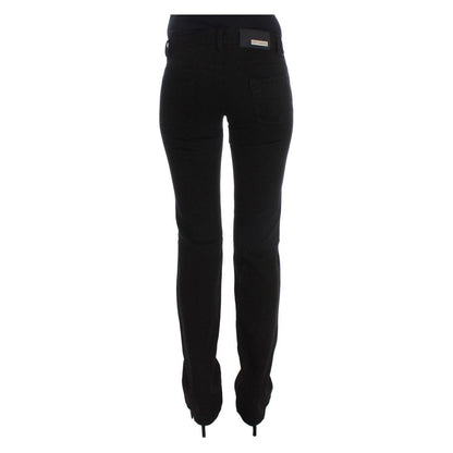 Costume National Black Cotton Slim Fit Bootcut Jeans