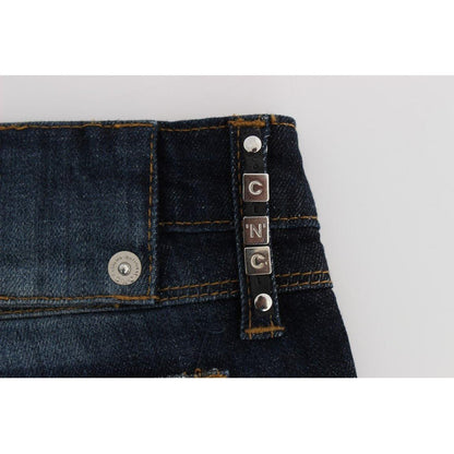 Costume National Blue Cotton Slim Fit Bootcut Jeans