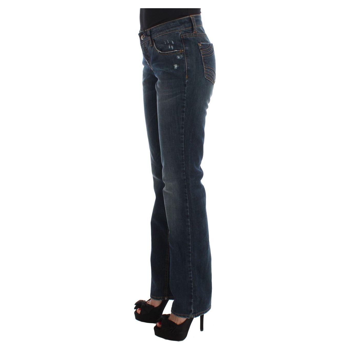 Costume National Blue Cotton Blend Bootcut Jeans