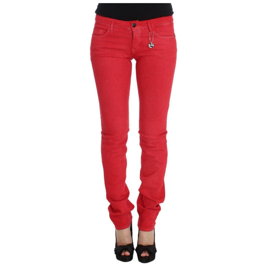 Costume National Red Cotton Blend Super Slim Fit Jeans 1728,2% Elastan,67345645728,Clothing,Costume National,Jeans & Pants - Women - Clothing,Jeans Denim - Clothing,Material: 98% Cotton,New with tags,Red,Slim Fit Jeans - Jeans Denim - Clothing,W27,W29,Wom