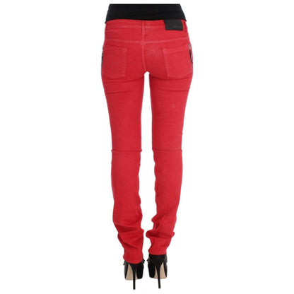 Costume National Red Cotton Blend Super Slim Fit Jeans 1728,2% Elastan,67345645728,Clothing,Costume National,Jeans & Pants - Women - Clothing,Jeans Denim - Clothing,Material: 98% Cotton,New with tags,Red,Slim Fit Jeans - Jeans Denim - Clothing,W27,W29,Wom