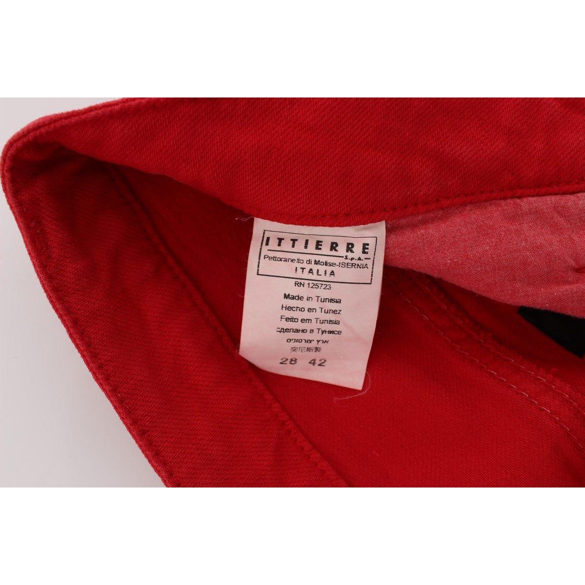 Costume National Red Cotton Blend Super Slim Fit Jeans 1728,2% Elastan,67345645728,Clothing,Costume National,Jeans & Pants - Women - Clothing,Jeans Denim - Clothing,Material: 98% Cotton,New with tags,Red,Slim Fit Jeans - Jeans Denim - Clothing,W27,W29,Wom