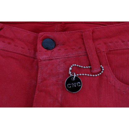 Costume National Red Cotton Blend Super Slim Fit Jeans 1728,2% Elastan,67345645728,Clothing,Costume National,Jeans & Pants - Women - Clothing,Jeans Denim - Clothing,Material: 98% Cotton,New with tags,Red,Slim Fit Jeans - Jeans Denim - Clothing,W27,W29,Wom