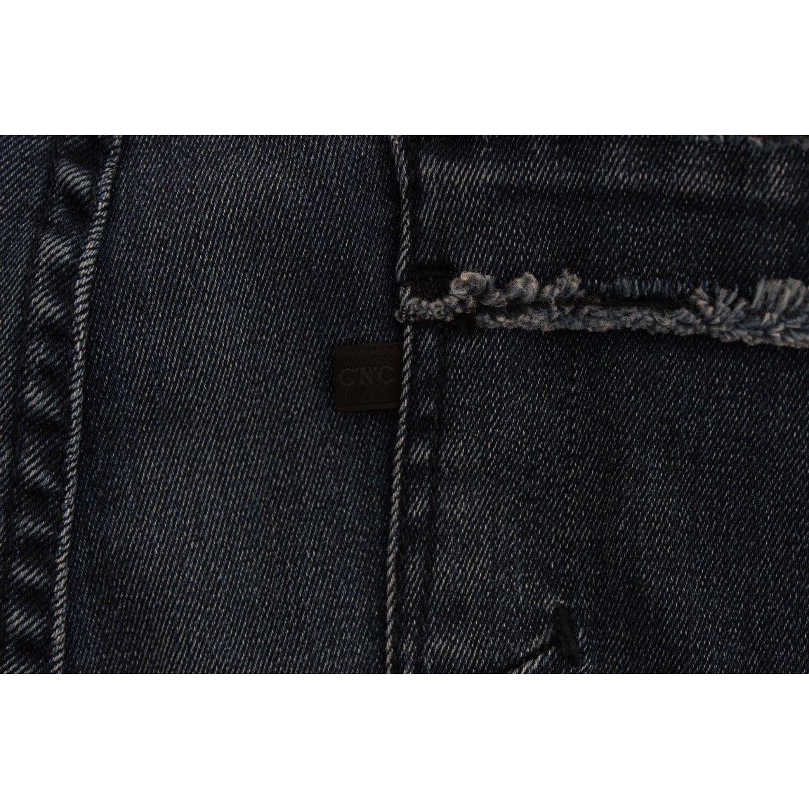 Costume National Blue Cotton Blend Slim Fit Jeans