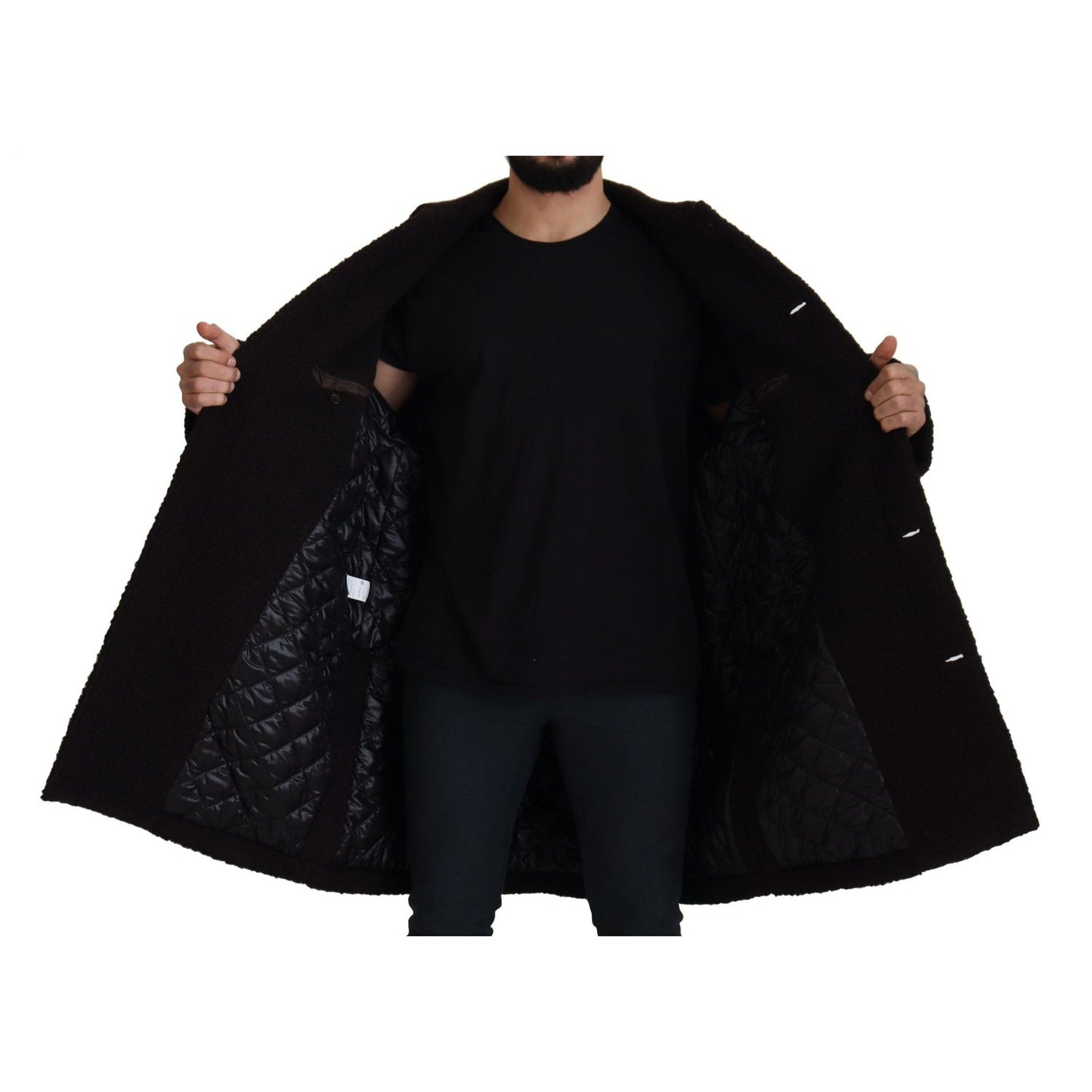 Dolce & Gabbana Black Alpaca Button Down Trench Coat Jacket