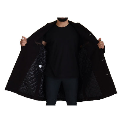 Dolce & Gabbana Black Alpaca Button Down Trench Coat Jacket