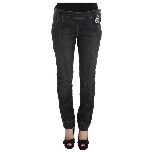Ermanno Scervino Gray Cotton Slim Fit Denim Jeans