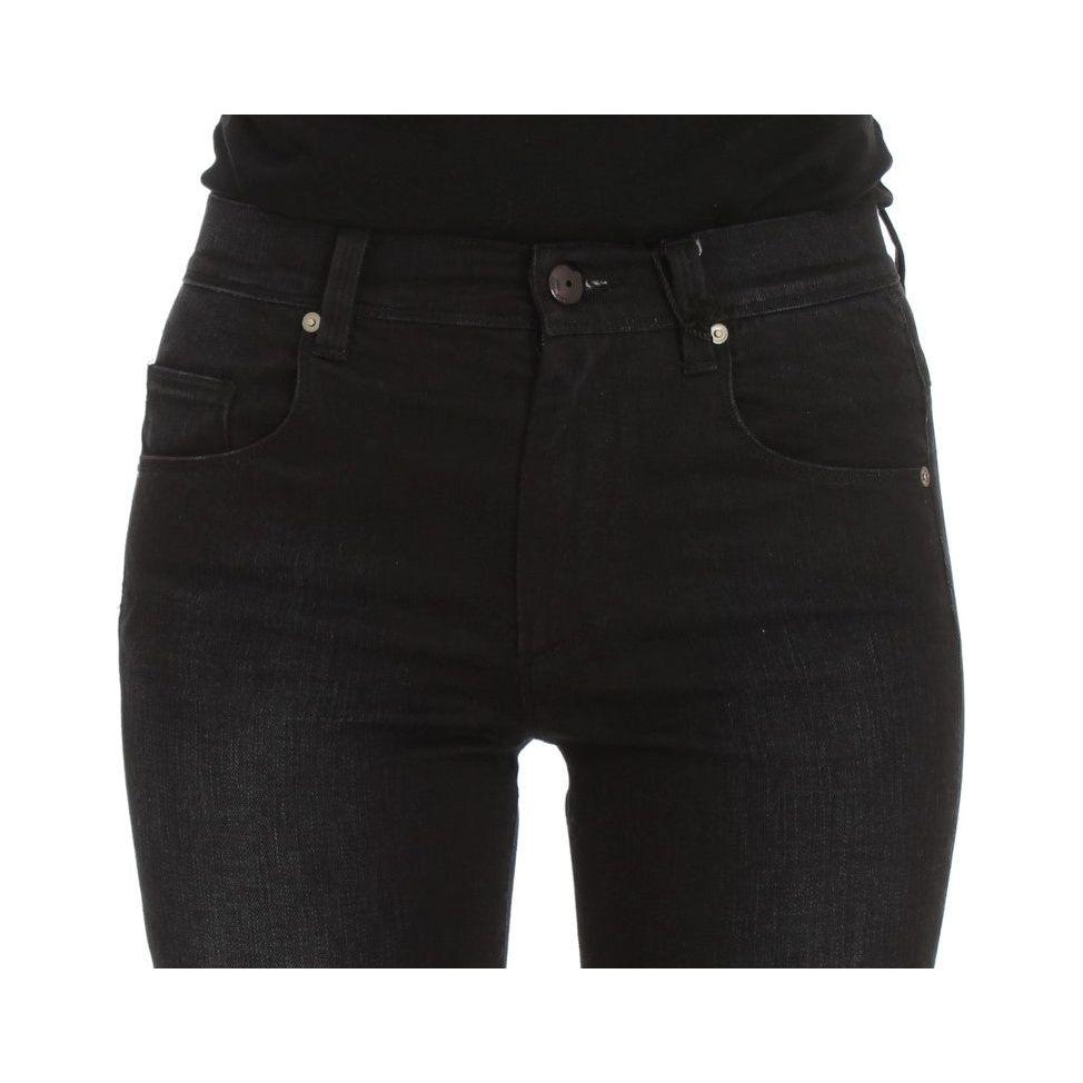 Ermanno Scervino Blue Cotton Blend Slim Fit Bootcut Jeans Ermanno Scervino